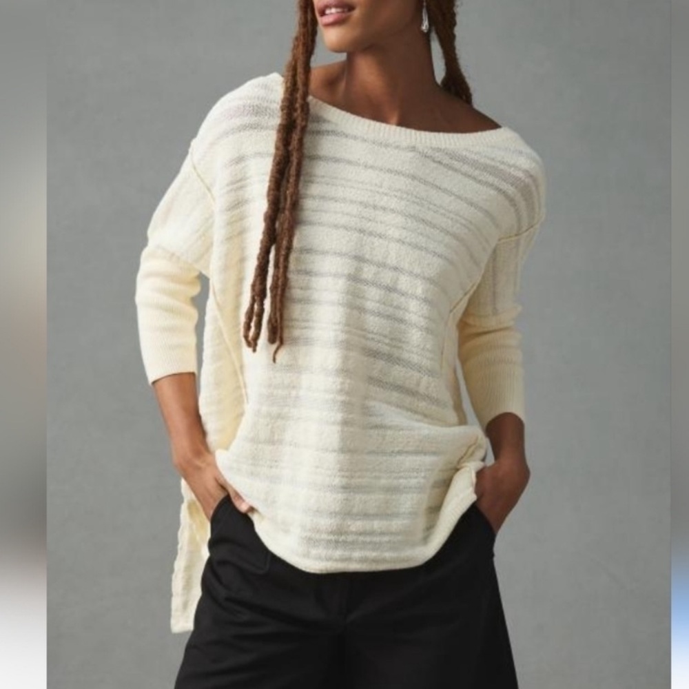 Anthropologie Pilcro Cream Oversized Tunic Sweater Size XS